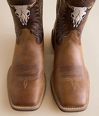 Sport Steer Skull Leather Cowboy Boot