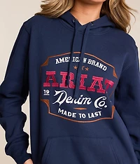 Denim Emblem Hooded Sweatshirt