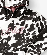 Girls - Cow Print Hooded Sweatshirt