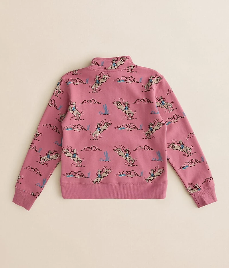 Girls - Bronc Scene Quarter Zip Pullover