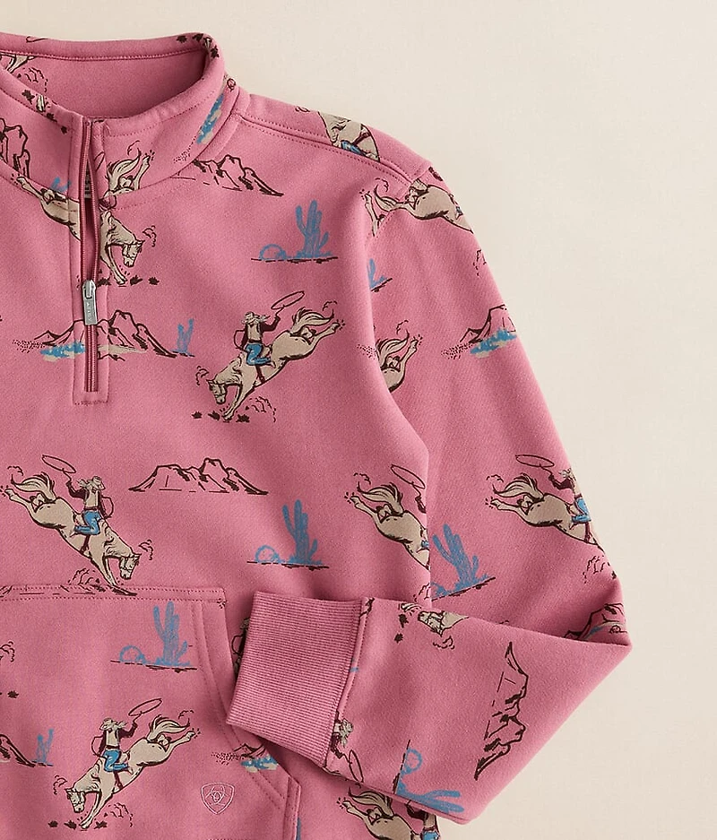 Girls - Bronc Scene Quarter Zip Pullover