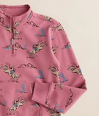 Girls - Bronc Scene Quarter Zip Pullover