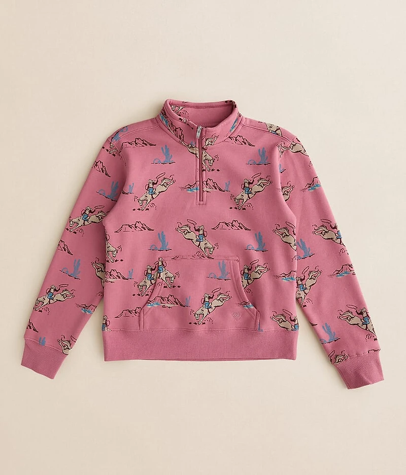 Girls - Bronc Scene Quarter Zip Pullover