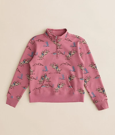 Girls - Bronc Scene Quarter Zip Pullover