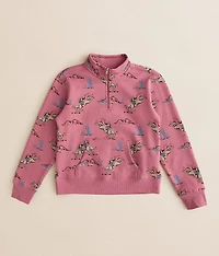 Girls - Bronc Scene Quarter Zip Pullover