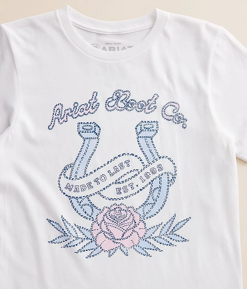 Girls - Stitched Horseshoe Rose T-Shirt