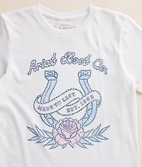 Girls - Stitched Horseshoe Rose T-Shirt