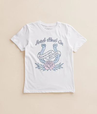 Girls - Stitched Horseshoe Rose T-Shirt