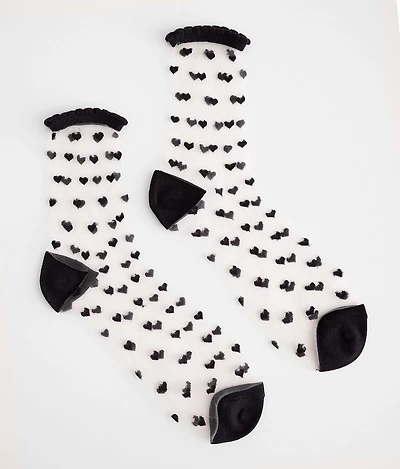 Embroidered Heart Socks