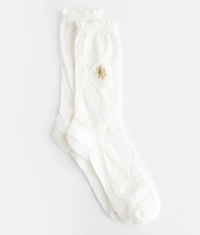 Floral Embroidered Socks