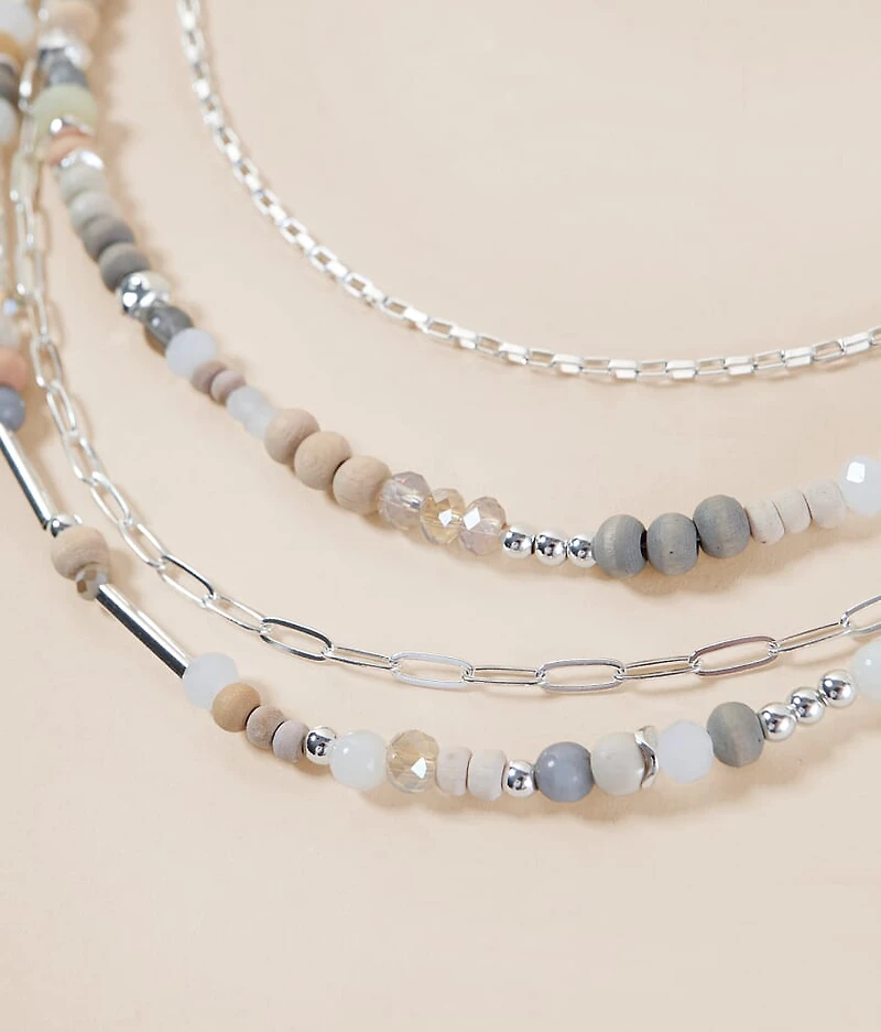 Mixed Chain & Bead Tiered Necklace