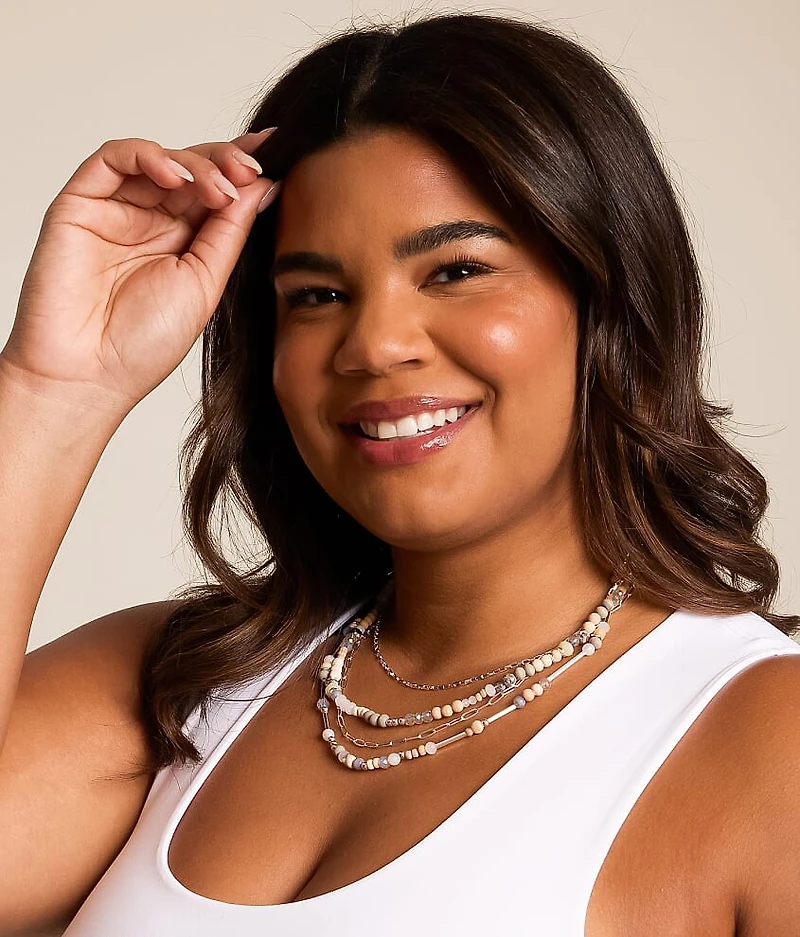 Mixed Chain & Bead Tiered Necklace