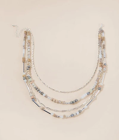 Mixed Chain & Bead Tiered Necklace