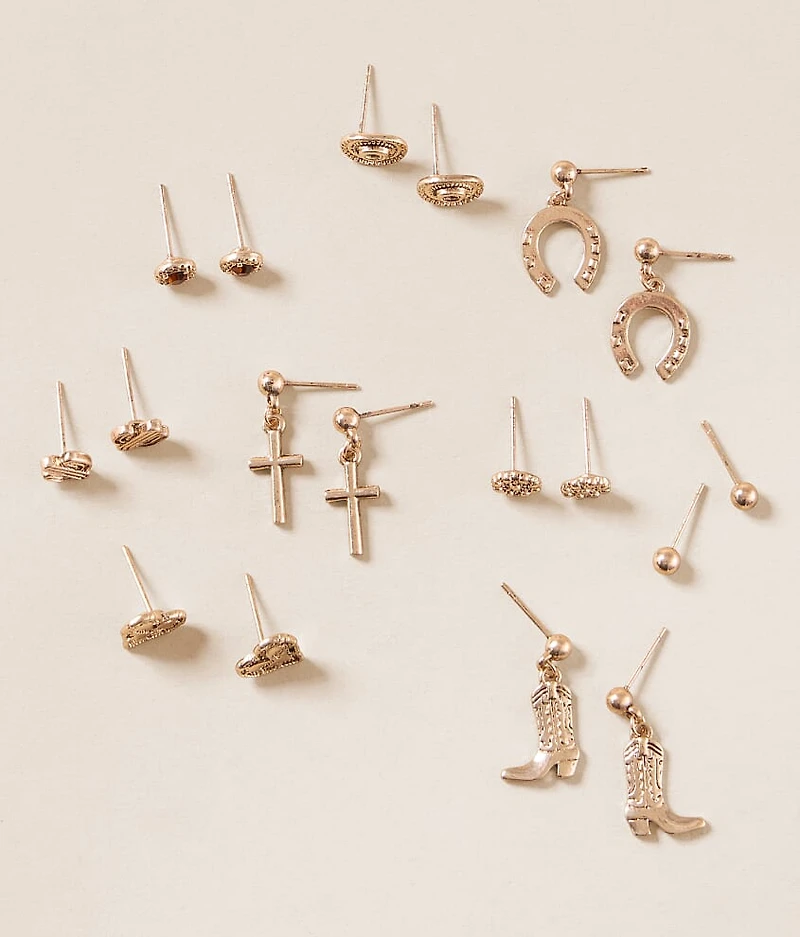 9 Pack Western Earring Set