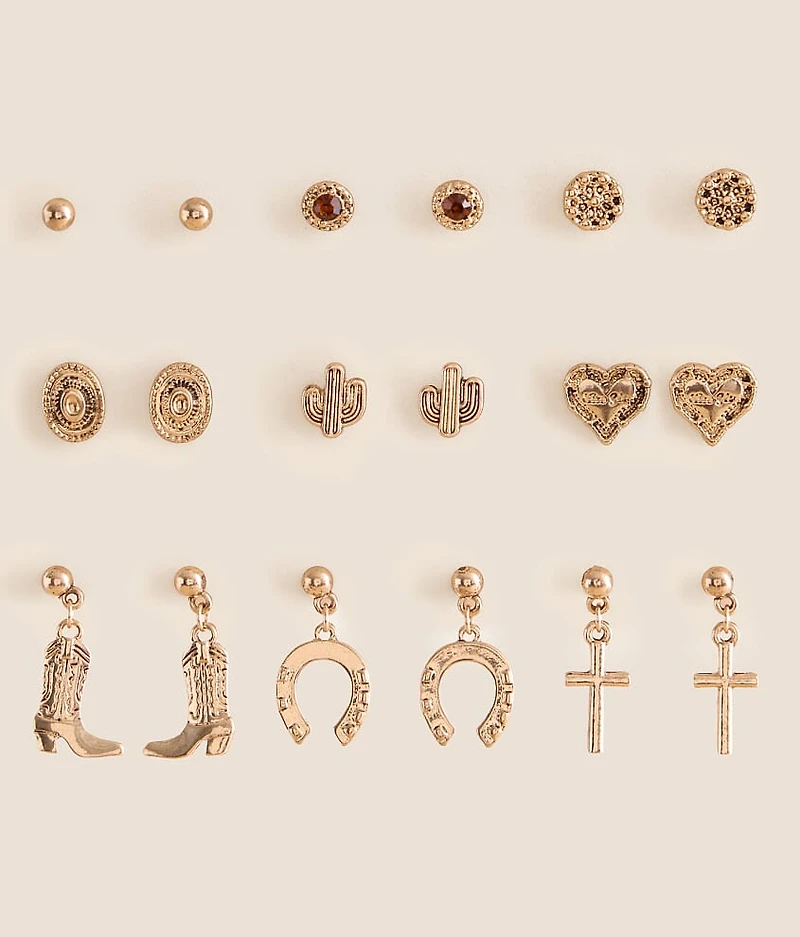 9 Pack Western Earring Set