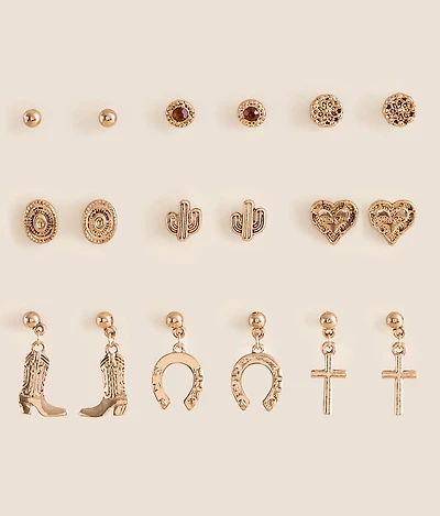 9 Pack Western Earring Set