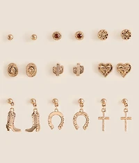 9 Pack Western Earring Set