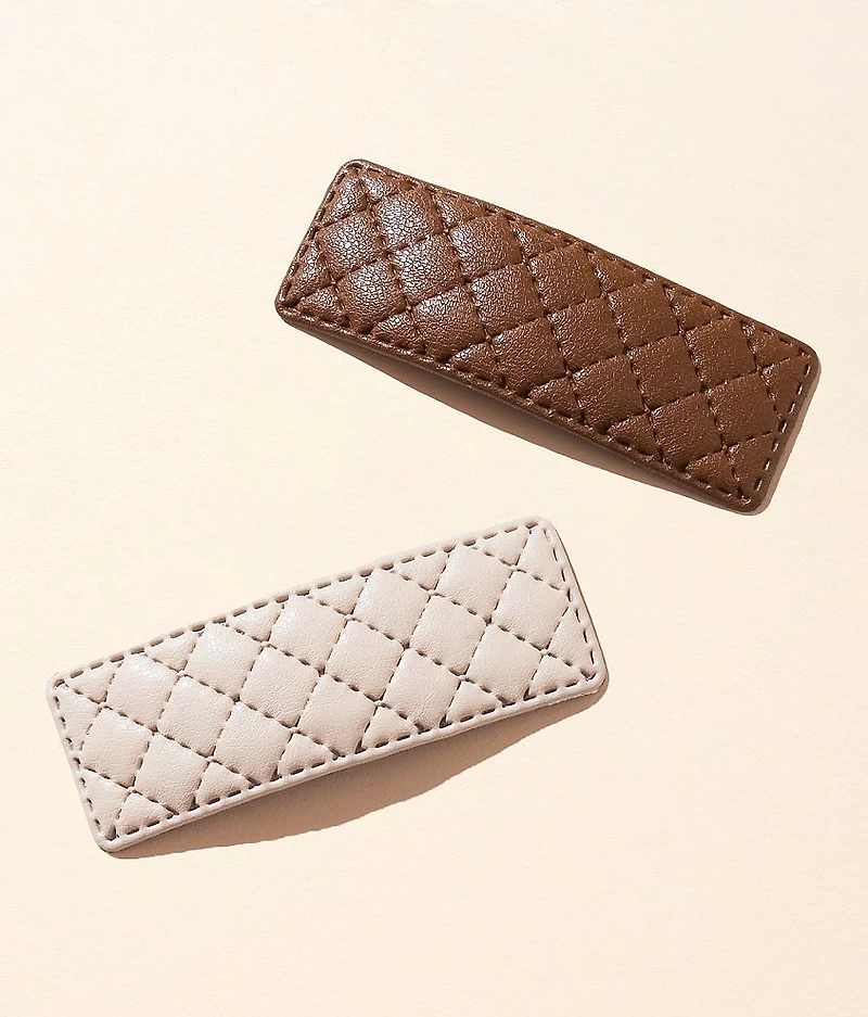 2 Pack Quilted Hair Barrettes