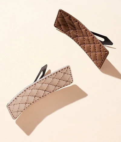 2 Pack Quilted Hair Barrettes