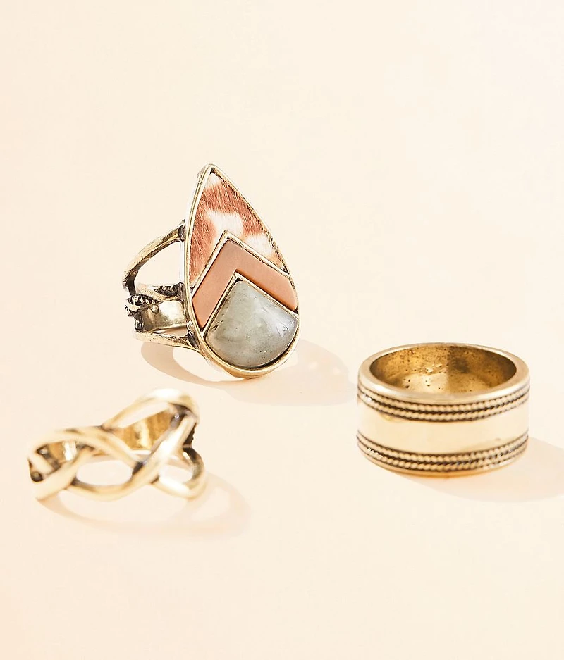 3 Pack Chunky Ring Set
