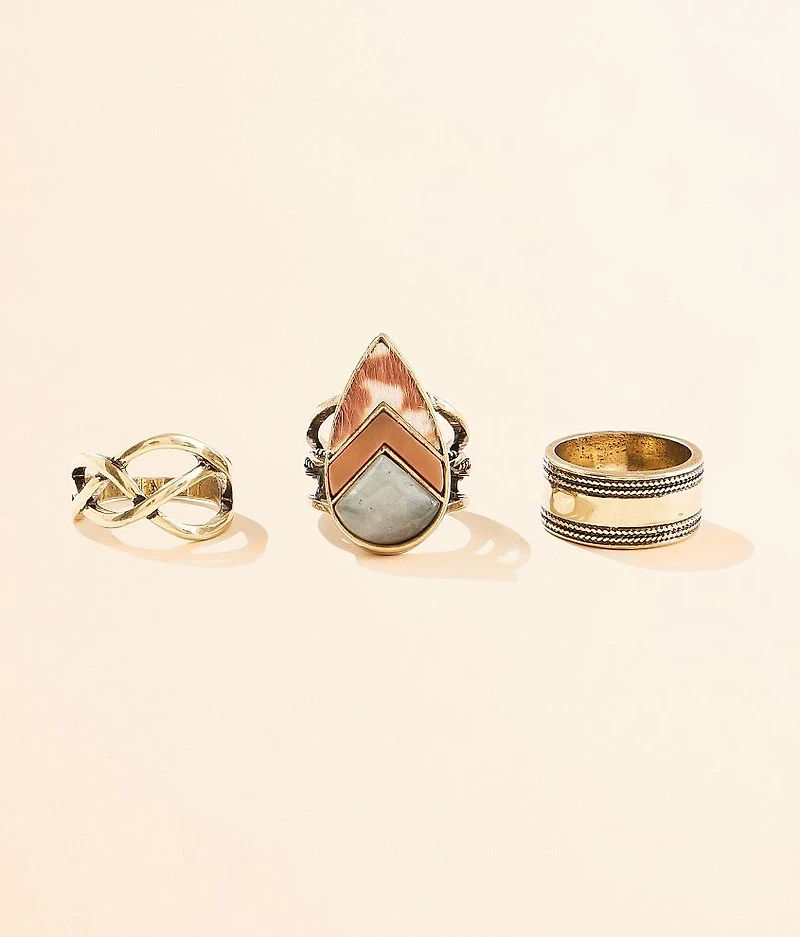 3 Pack Chunky Ring Set
