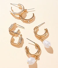 3 Pack Mixed Hoop Earring Set