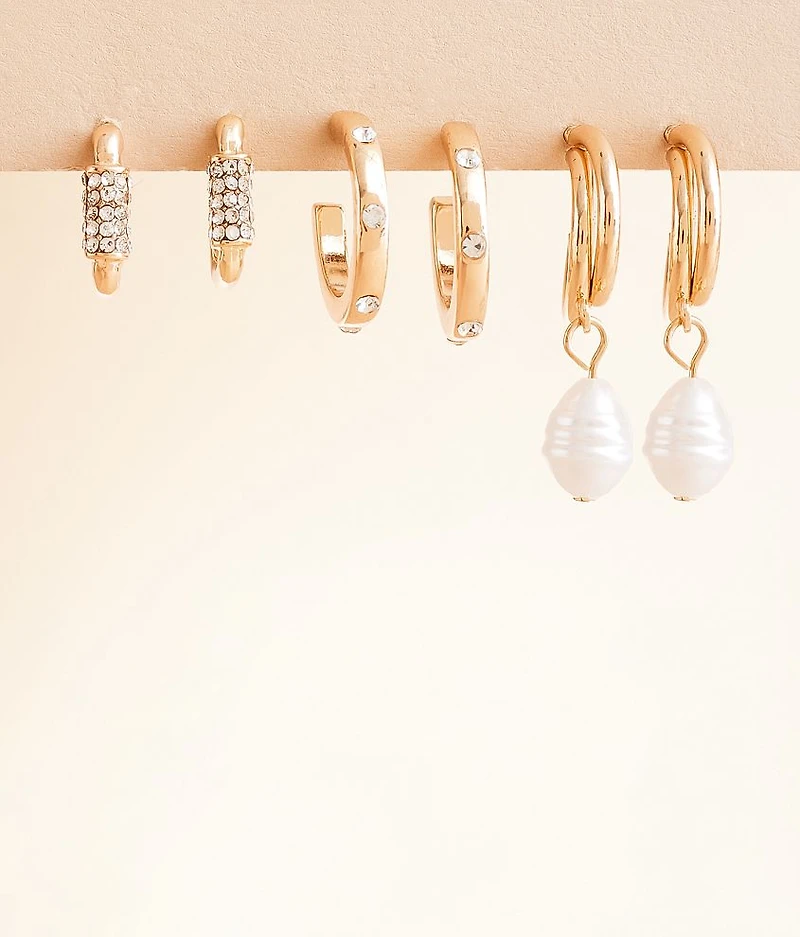 3 Pack Mixed Hoop Earring Set
