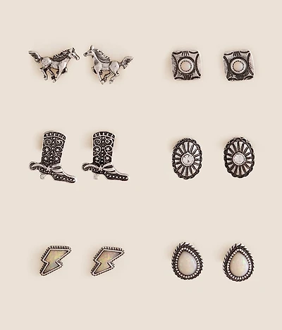 6 Pack Western Earring Set