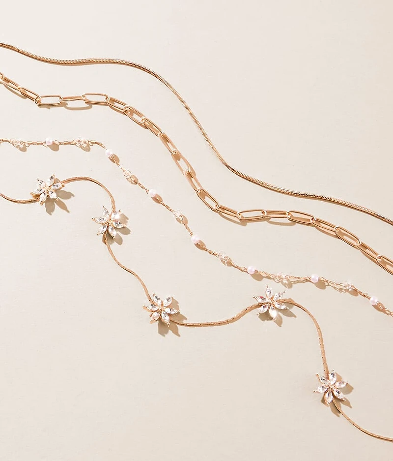 2 Pack Floral Glitz Necklace Set