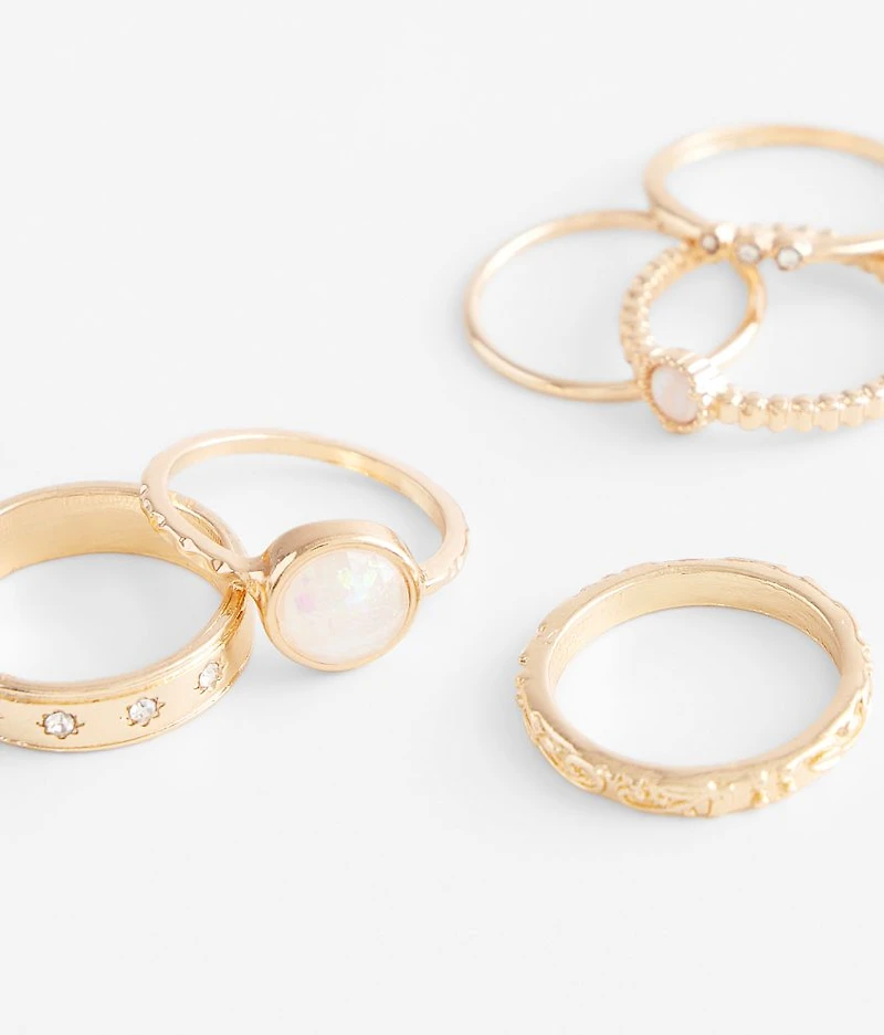 6 Pack Stone Ring Set