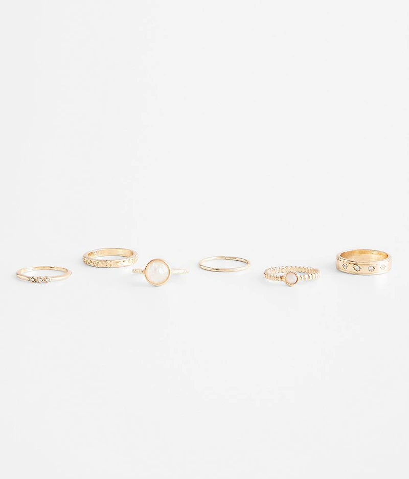 6 Pack Stone Ring Set