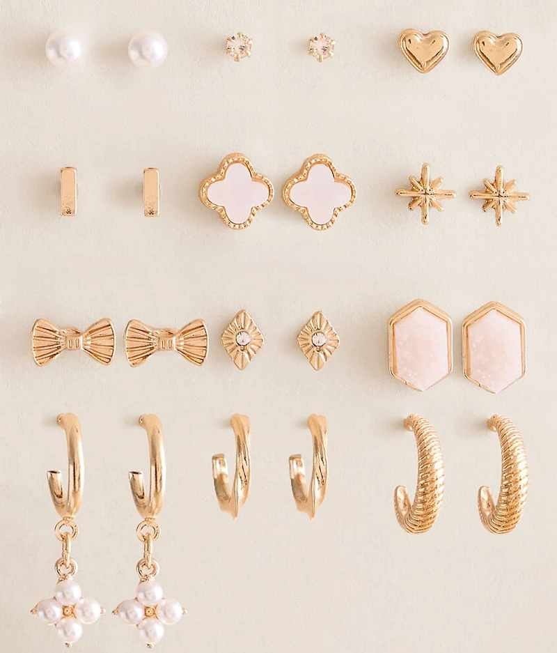 12 Pack Stud Earring Set