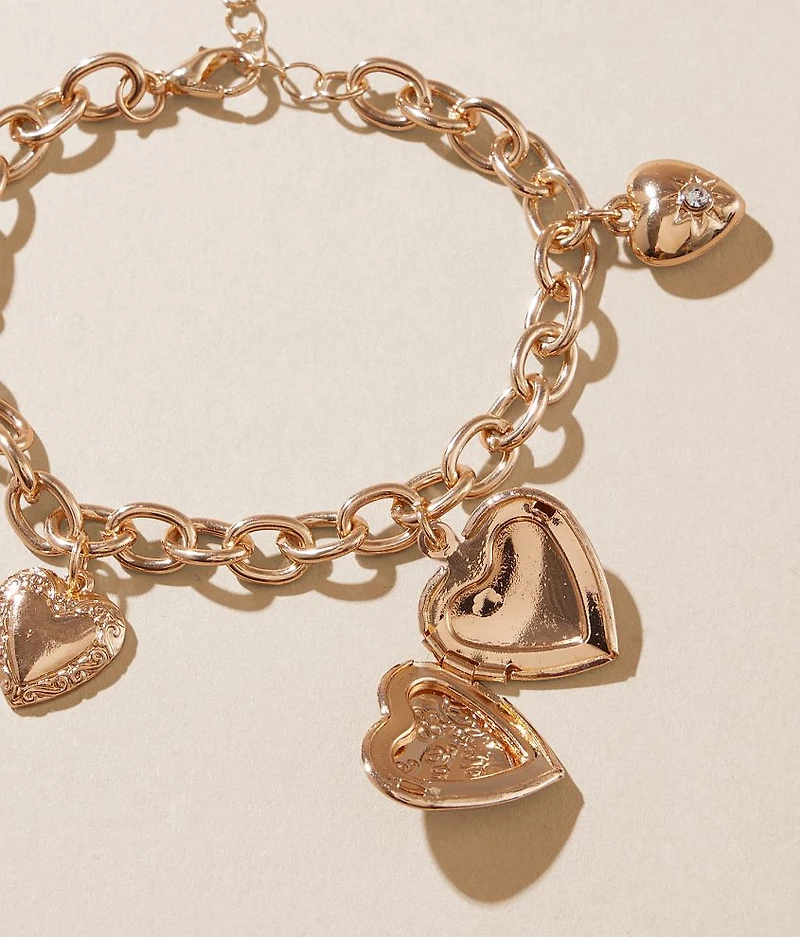 Heart Locket Charm Bracelet