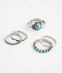 6 Pack Turquoise Ring Set