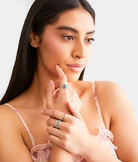 6 Pack Turquoise Ring Set