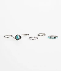 6 Pack Turquoise Ring Set