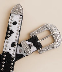 Studded Cow Print Belt