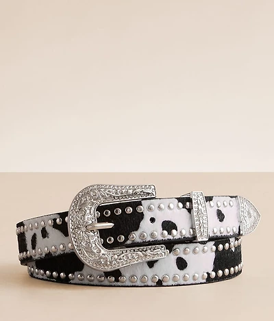 Studded Cow Print Belt