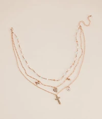 Tiered Cross Charm Necklace