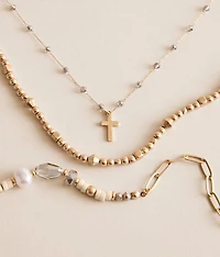 3 Pack Glitz Cross Necklace Set