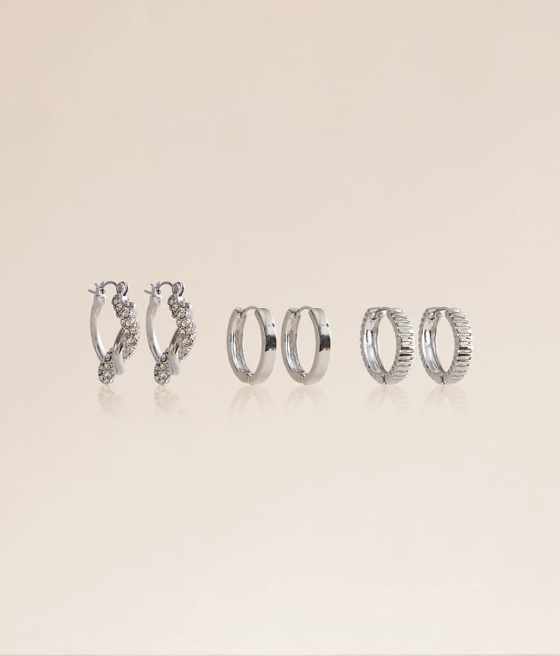 3 Pack Hoop Earring Set