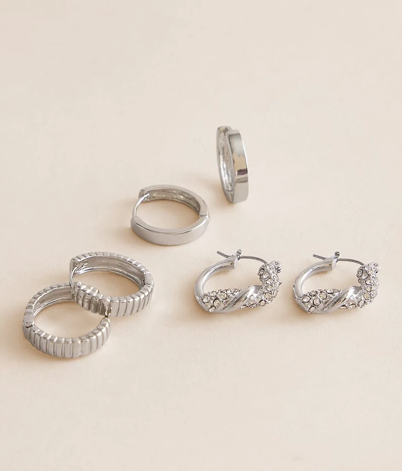 3 Pack Hoop Earring Set