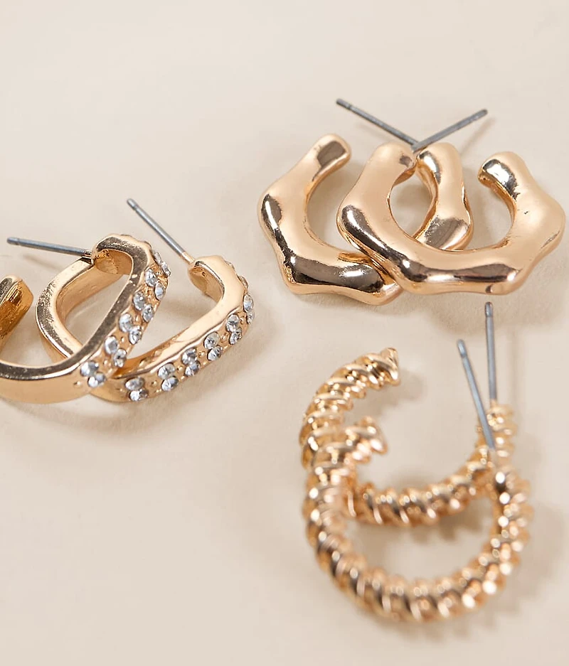 3 Pack Trend Hoop Earring Set