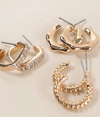 3 Pack Trend Hoop Earring Set