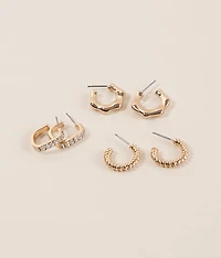 3 Pack Trend Hoop Earring Set