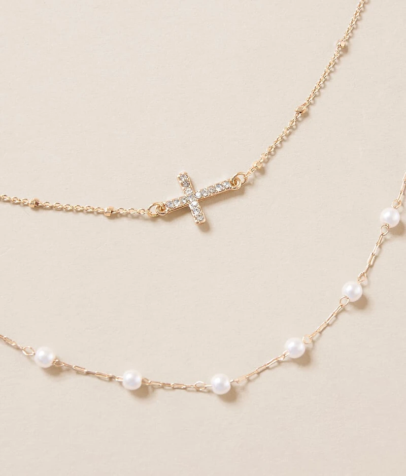 Cross Pendant Tiered Necklace
