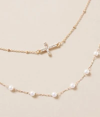 Cross Pendant Tiered Necklace