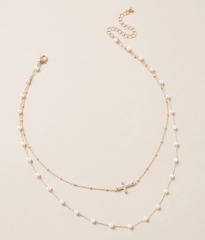 Cross Pendant Tiered Necklace