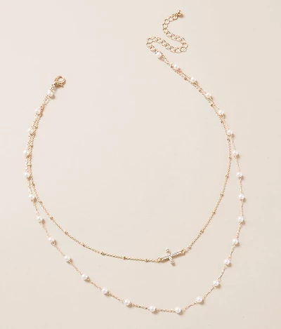 Cross Pendant Tiered Necklace