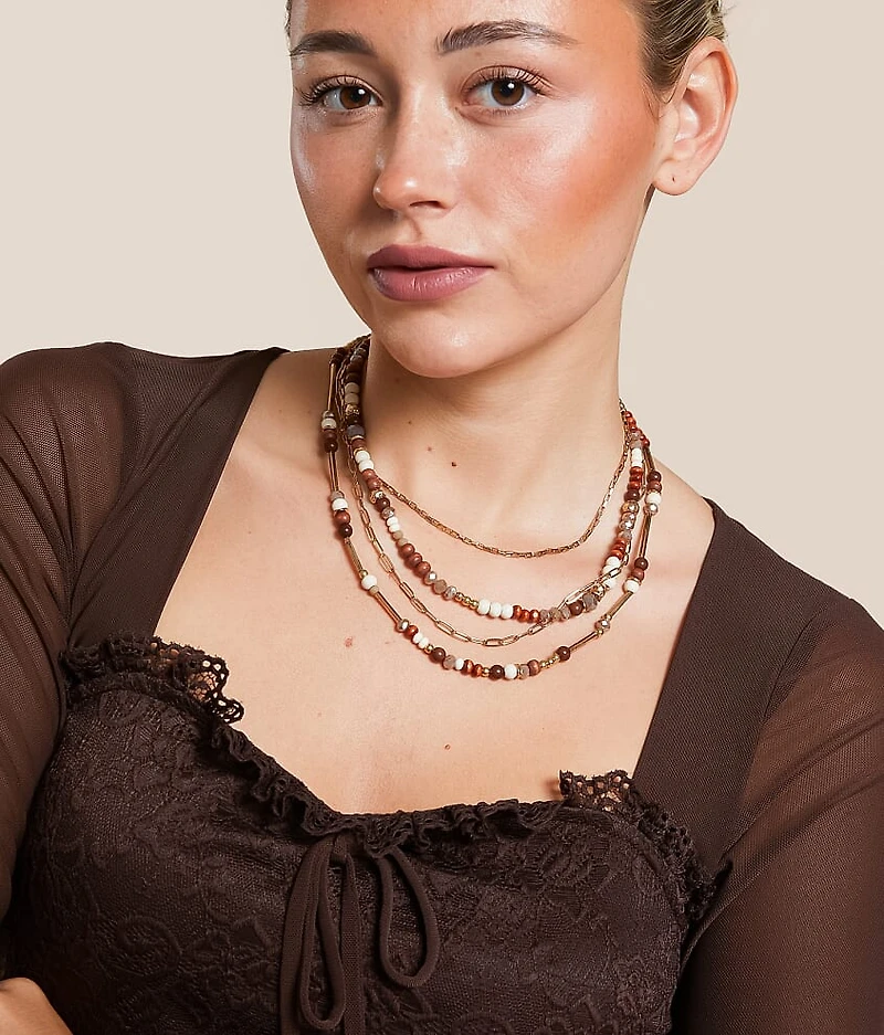 Mixed Bead Tiered Necklace